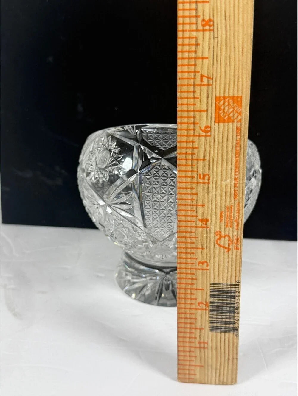 Vintage Crystal Cut Glass Pedestal Bowl Decorative Centerpiece F4